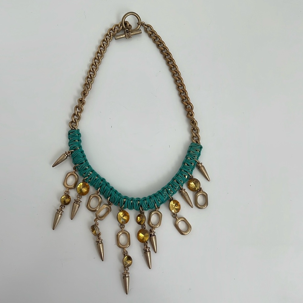 Turquoise and gold statement necklace
